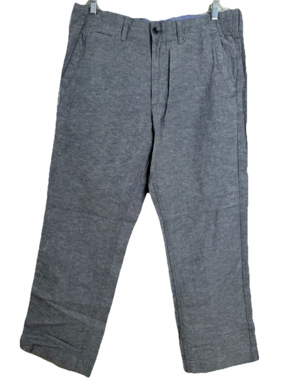 Banana Republic 35x30 Men Linen Blend Pants Straight Fit Blue/Gray Chambray NWT
